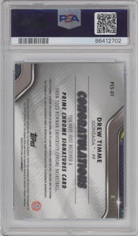 Drew Timme  from the 2022-23 Bowman University Chrome set featuring a Orange parallel graded by PSA and given an overall grade of 9.