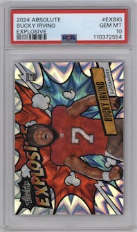 Bucky Irving from the 2024 Panini Absolute set graded by PSA and given an overall grade of 10.