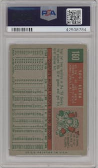 Yogi Berra from the 1959 Topps set graded by PSA and given an overall grade of 5.