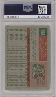 Yogi Berra from the 1959 Topps set graded by PSA and given an overall grade of 5.