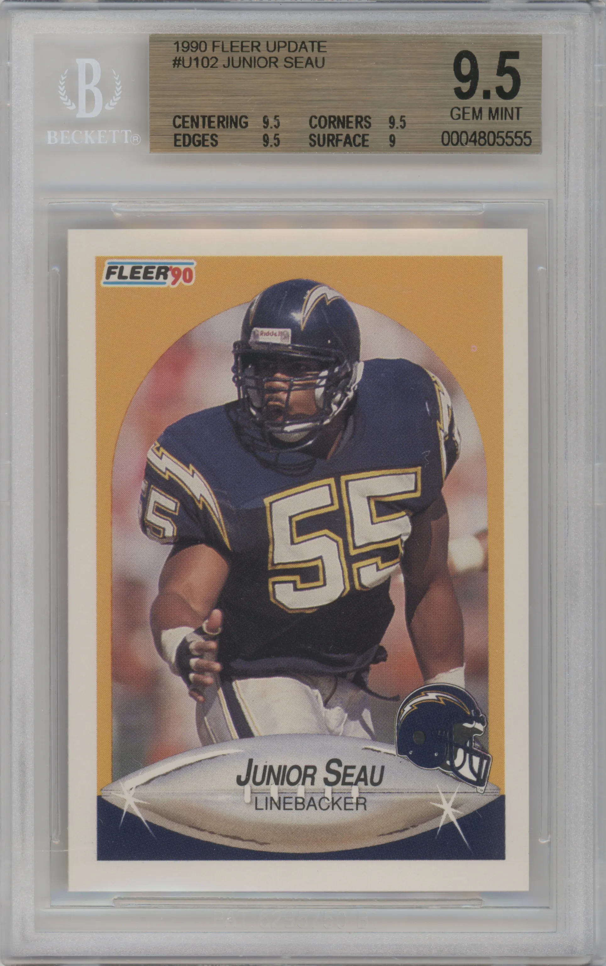 1990 Fleer Update Junior Seau BGS 9.5