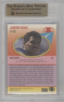 Junior Seau from the 1990 Fleer Update set graded by Beckett and given an overall grade of 9.5.