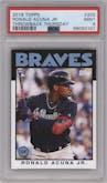 Ronald Acuna Jr. from the 2018 Topps Throwback Thursday set graded by PSA and given an overall grade of 9.