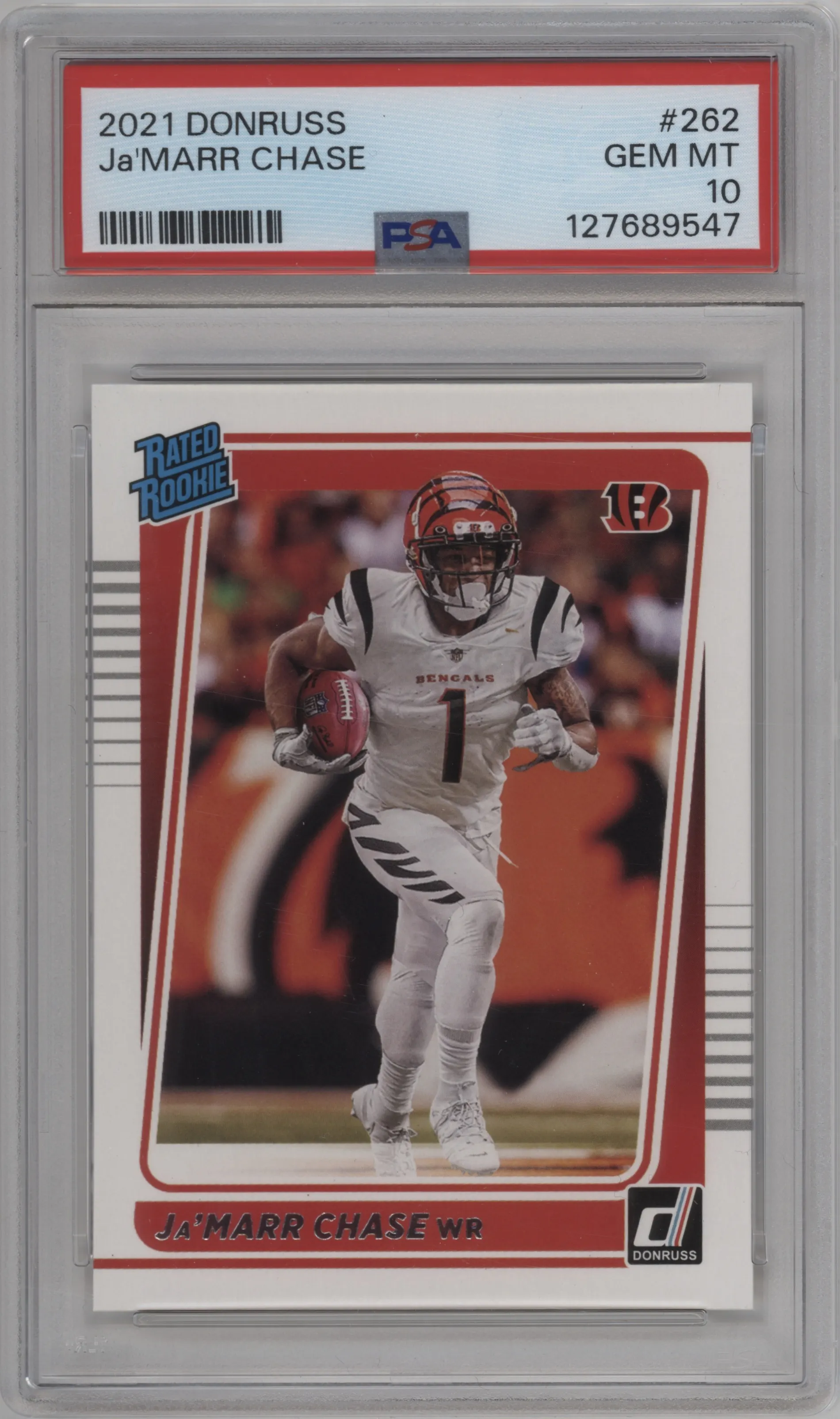 2021 Panini Donruss Rated Rookie Ja'Marr Chase #262 PSA 10