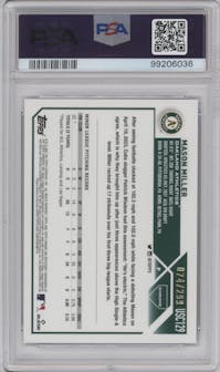 Mason Miller from the 2023 Topps Chrome Update set featuring a Magenta/Purple Lava Lamp parallel graded by PSA and given an overall grade of 10.