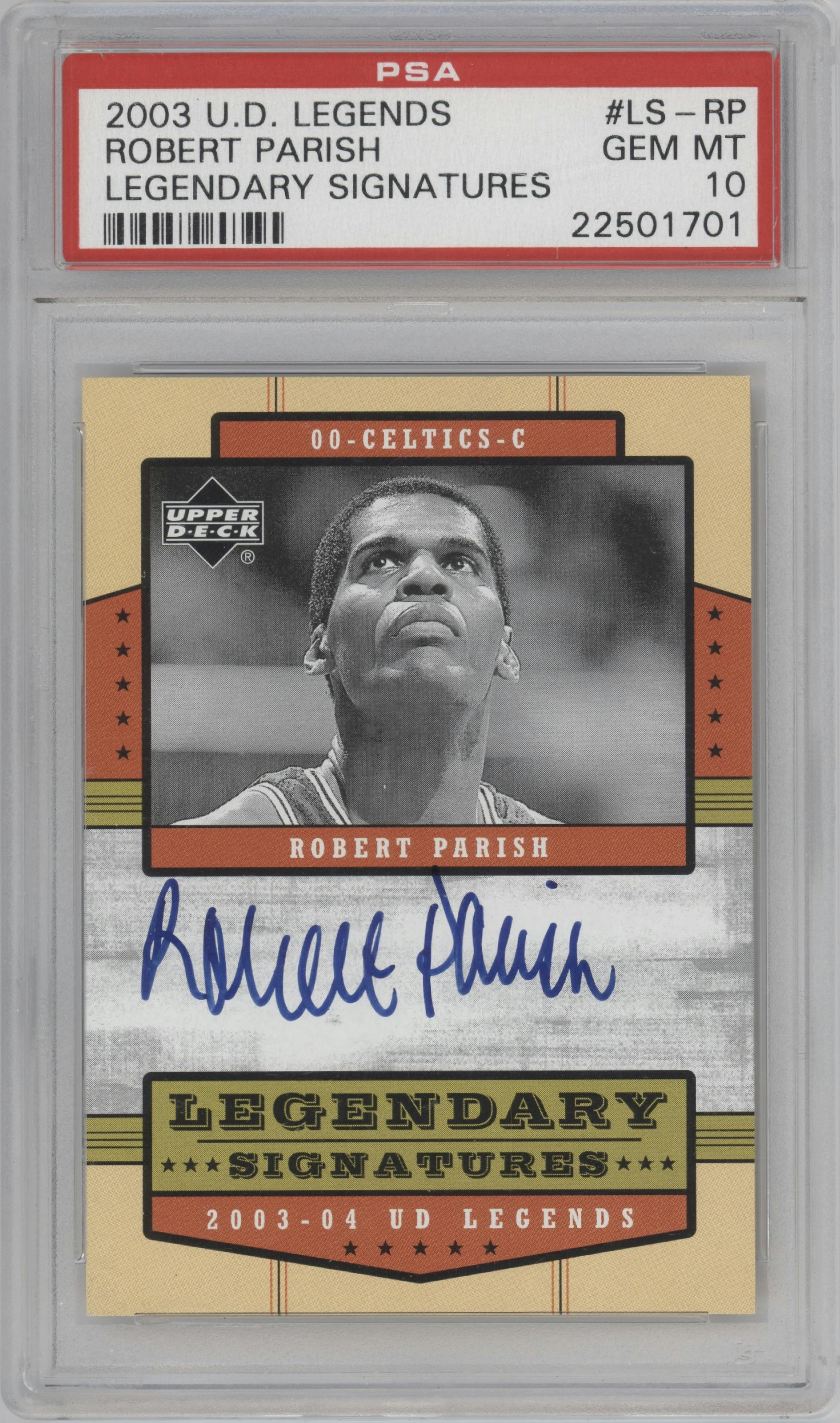 Robert Parish from the 2003-04 Upper Deck Legends set graded by PSA and given an overall grade of 10.