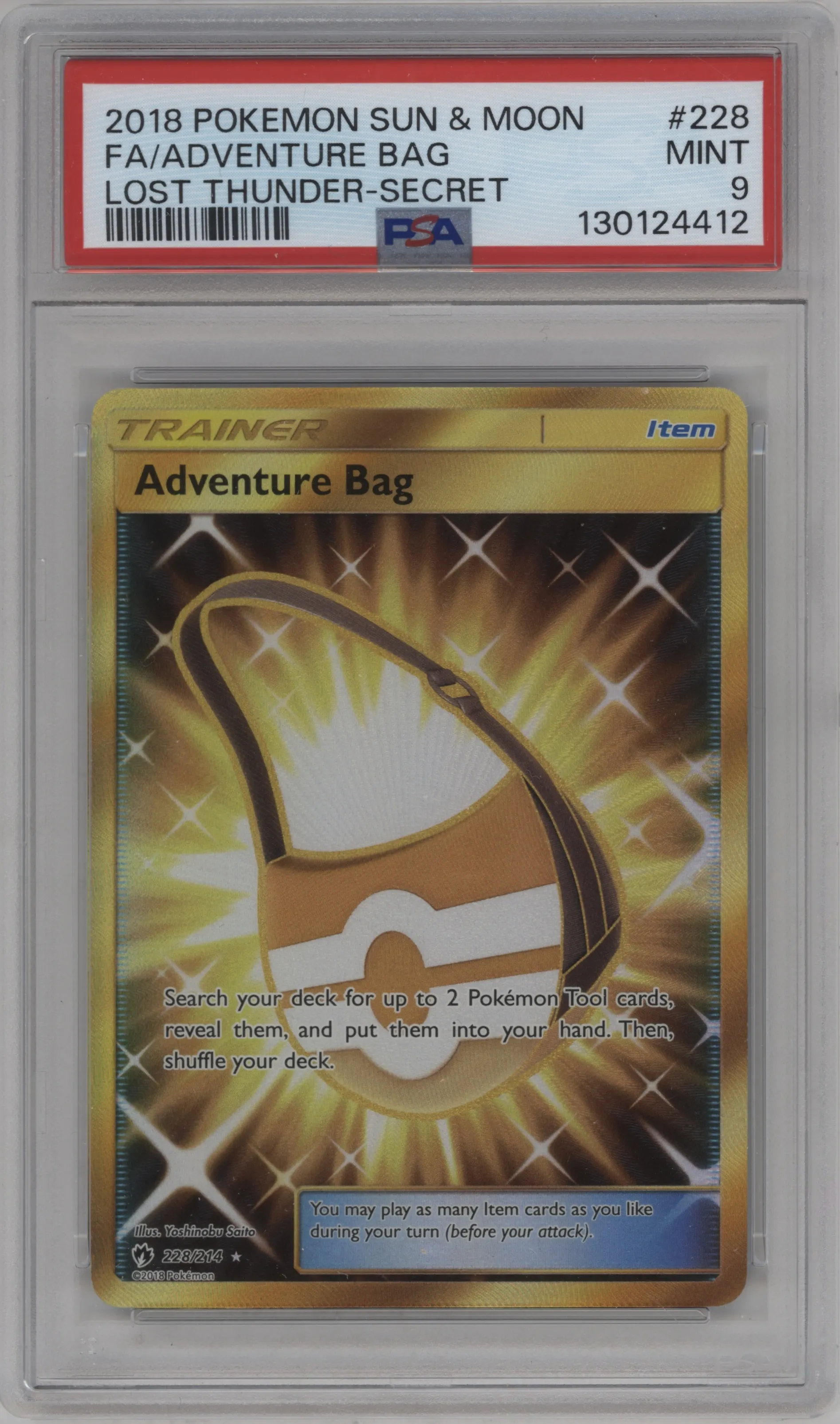 2018 Pokemon S&M Lost Thunder Adventure Bag PSA 9
