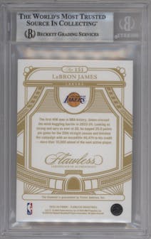 LeBron James from the 2023-24 Panini Flawless set graded by Beckett and given an overall grade of 9.