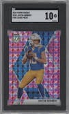 Justin Herbert from the 2020 Panini Mosaic set featuring a Pink Camo parallel graded by SGC and given an overall grade of 10.