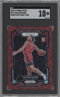 Cam Whitmore from the 2023-24 Panini Prizm set featuring a Choice Red parallel graded by SGC and given an overall grade of 10.