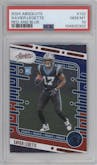 Xavier Legette from the 2024 Panini Absolute set featuring a Red/Blue parallel graded by PSA and given an overall grade of 10.