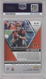 Joe Burrow from the 2020 Panini Mosaic set featuring a Pink Camo parallel graded by PSA and given an overall grade of 10.