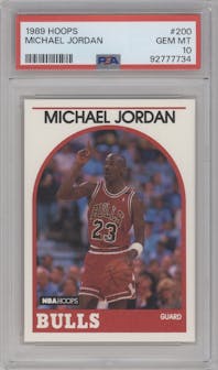 Michael Jordan  from the 1989-90 NBA Hoops  set graded by PSA and given an overall grade of 10.