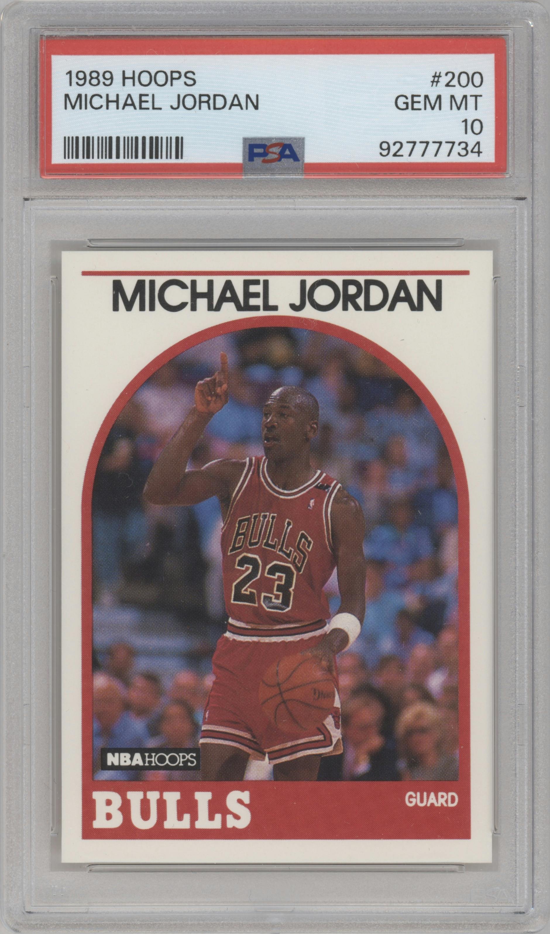 Michael Jordan  from the 1989-90 NBA Hoops  set graded by PSA and given an overall grade of 10.