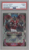Michael Vick from the 2022 Panini Playbook set featuring a Platinum parallel graded by PSA and given an overall grade of 9.