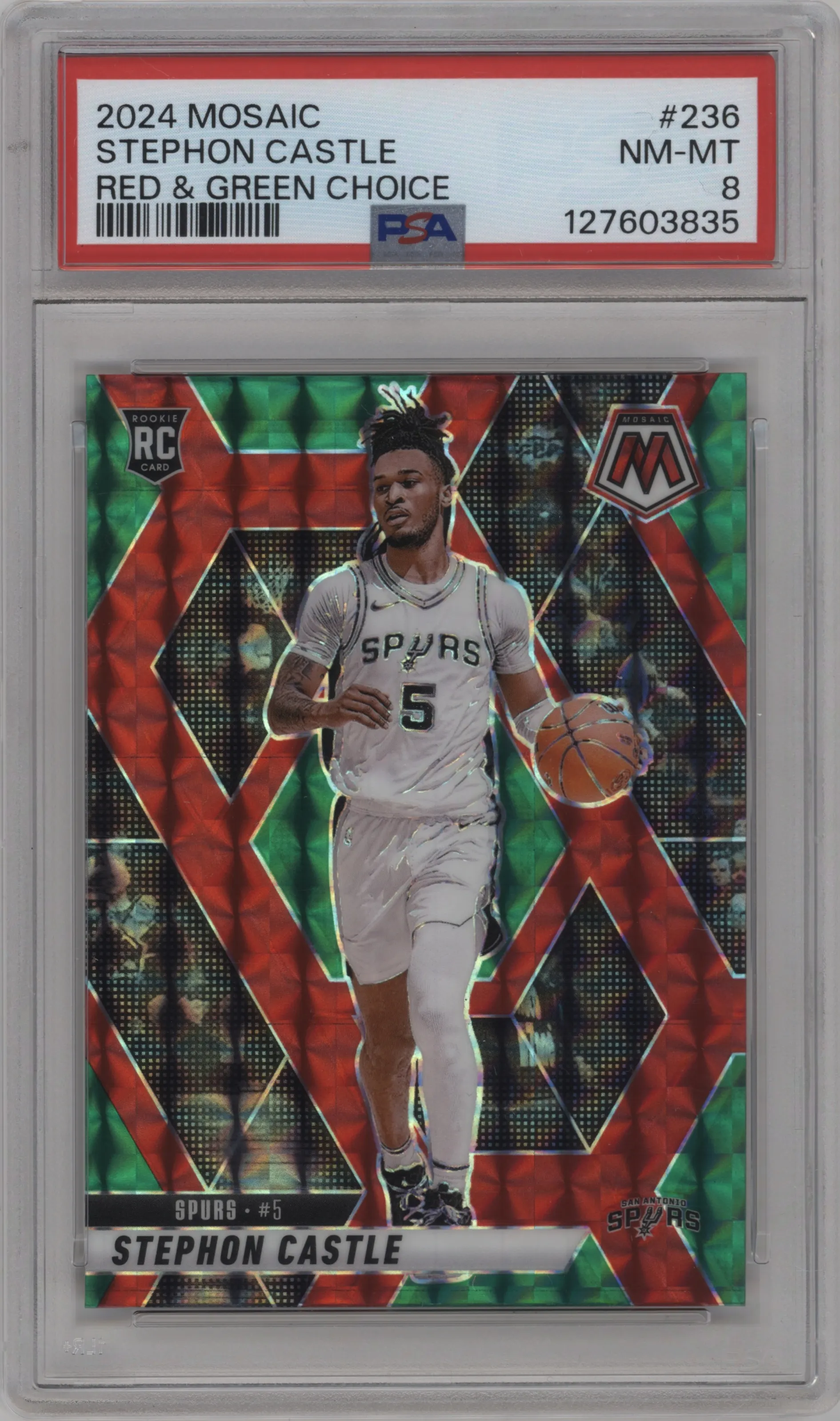 2024 Panini Mosaic Stephon Castle Choice Red and Green PSA 8