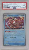 Seaking from the 2025 Pokemon SV set featuring a Master Ball parallel graded by PSA and given an overall grade of 9.
