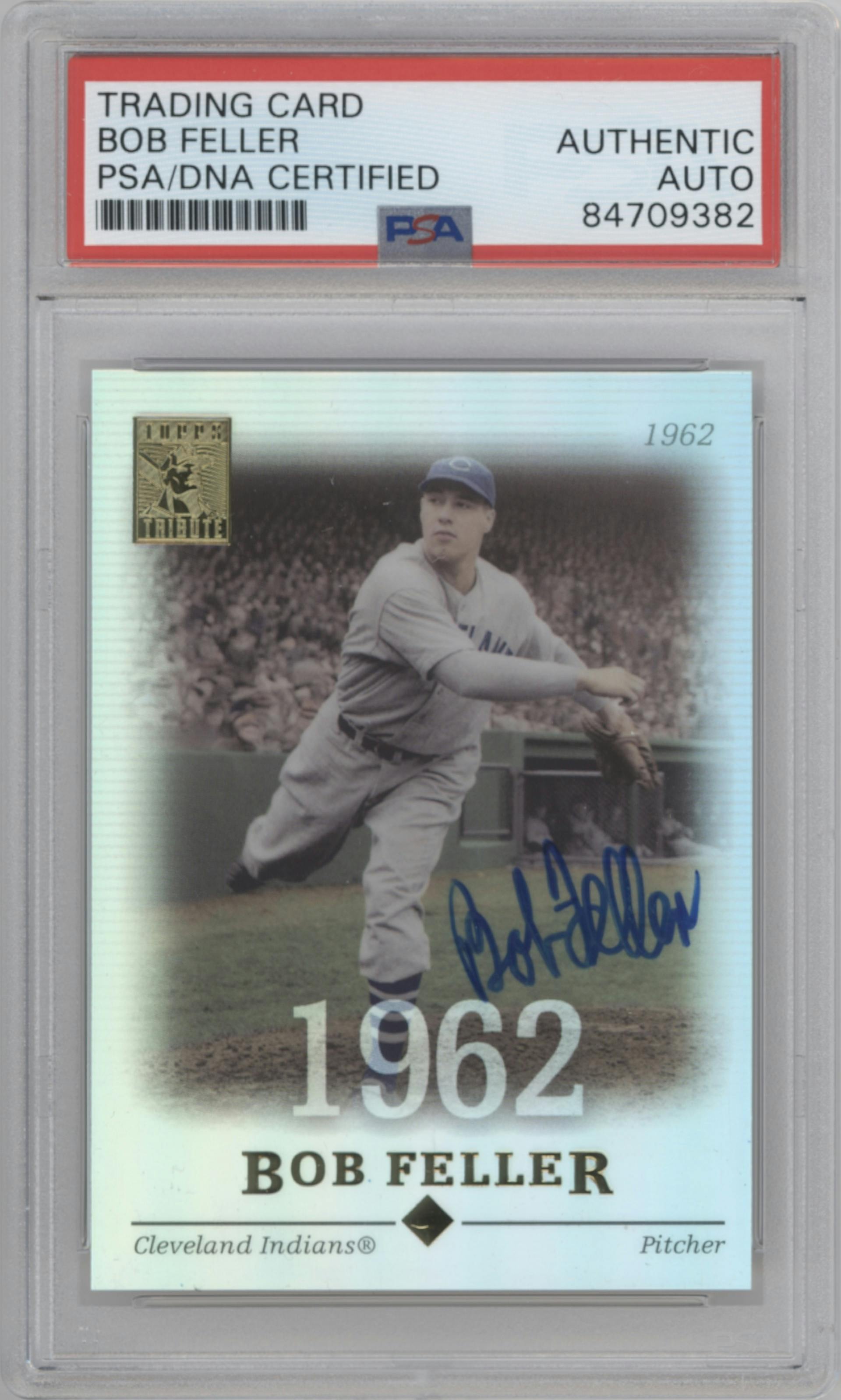 Bob Feller from the 2004 Topps Tribute HOF set graded by PSA.
