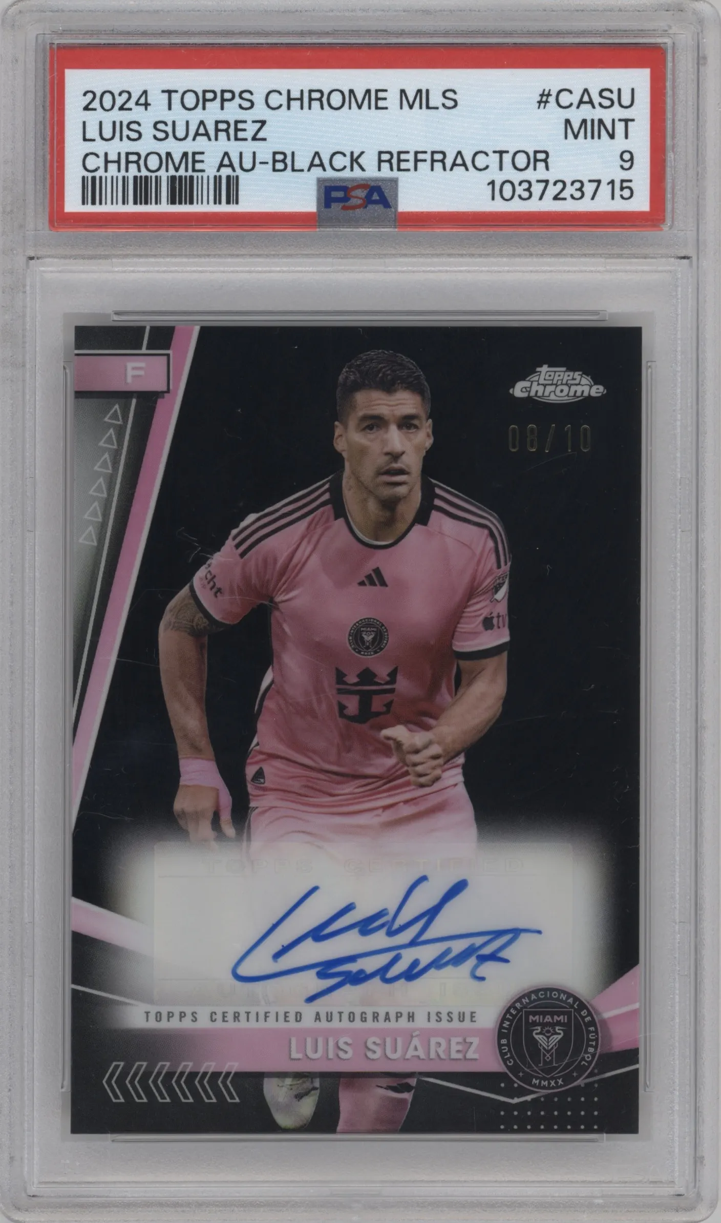 2024 Topps Chrome MLS Chr.Auto Luis Suarez Black Refractor #CA-SU PSA 9
