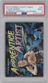 Tyler Herro from the 2019-20 Panini Court Kings set featuring a Sapphire parallel graded by PSA and given an overall grade of 9.