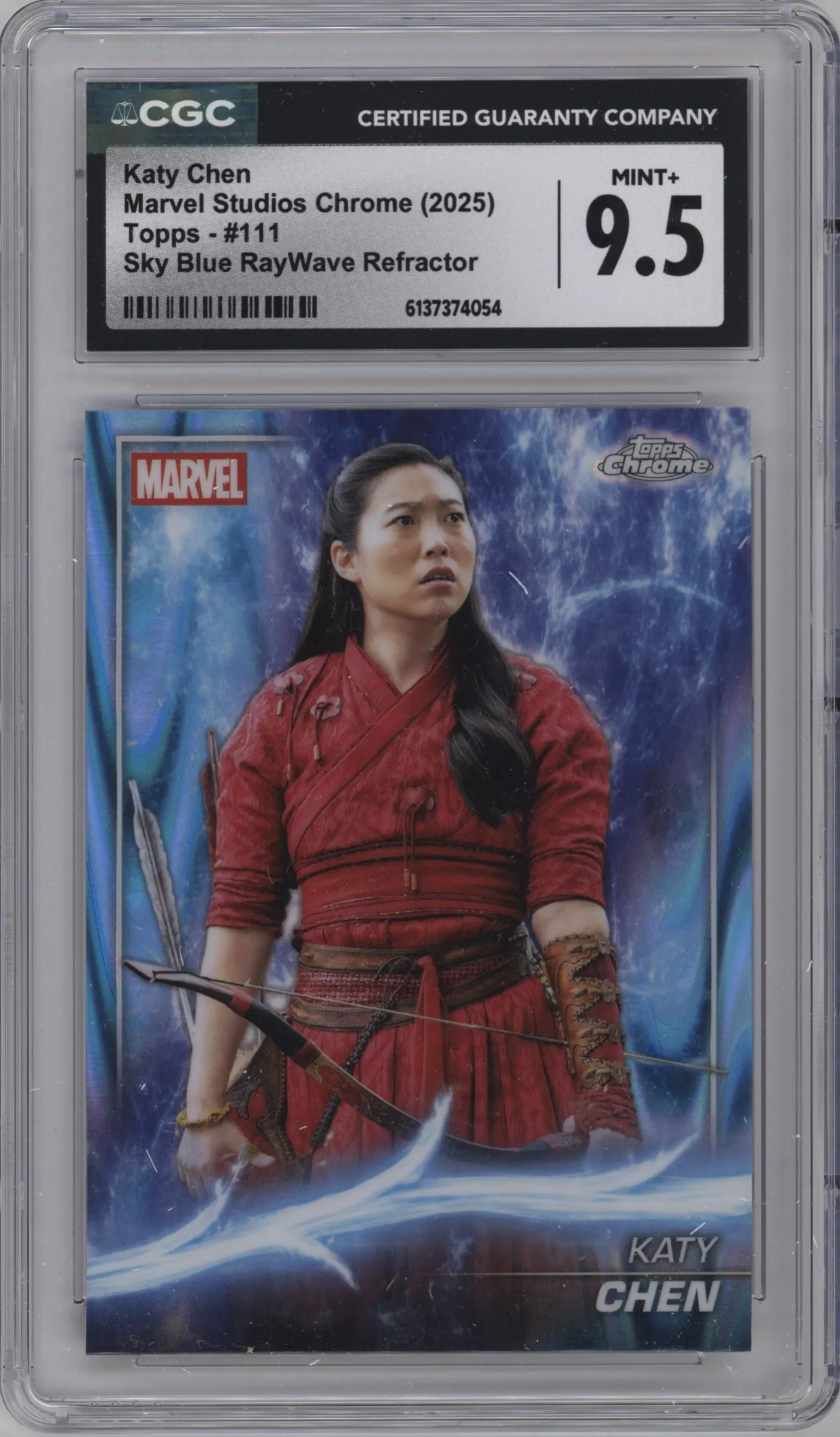 2025 Topps Chrome Marvel Studios Katy Chen Sky Blue RayWave Refractor #111 CGC 9.5