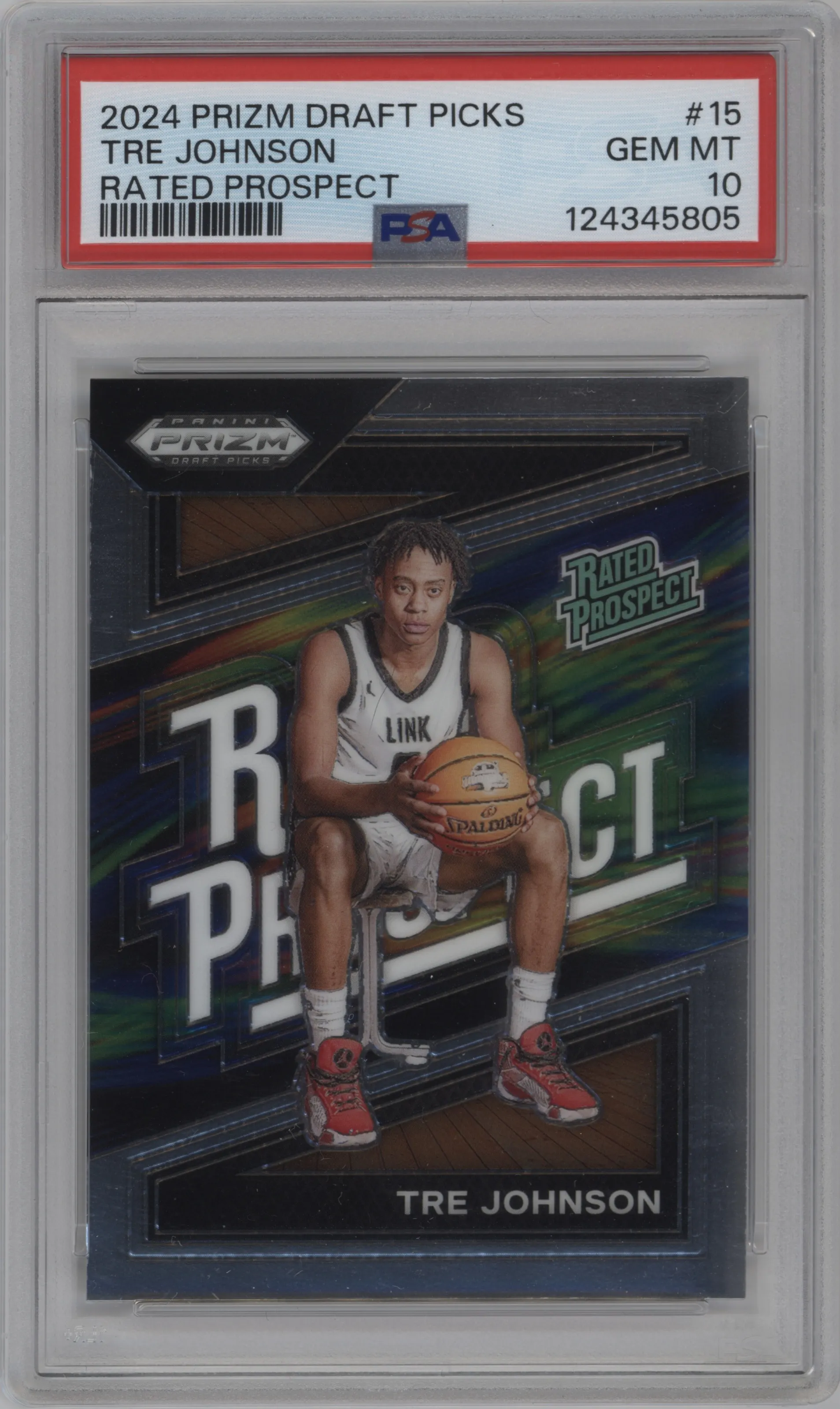 2024 Panini Prizm Draft Picks Rated Prospect Tre Johnson #15 PSA 10
