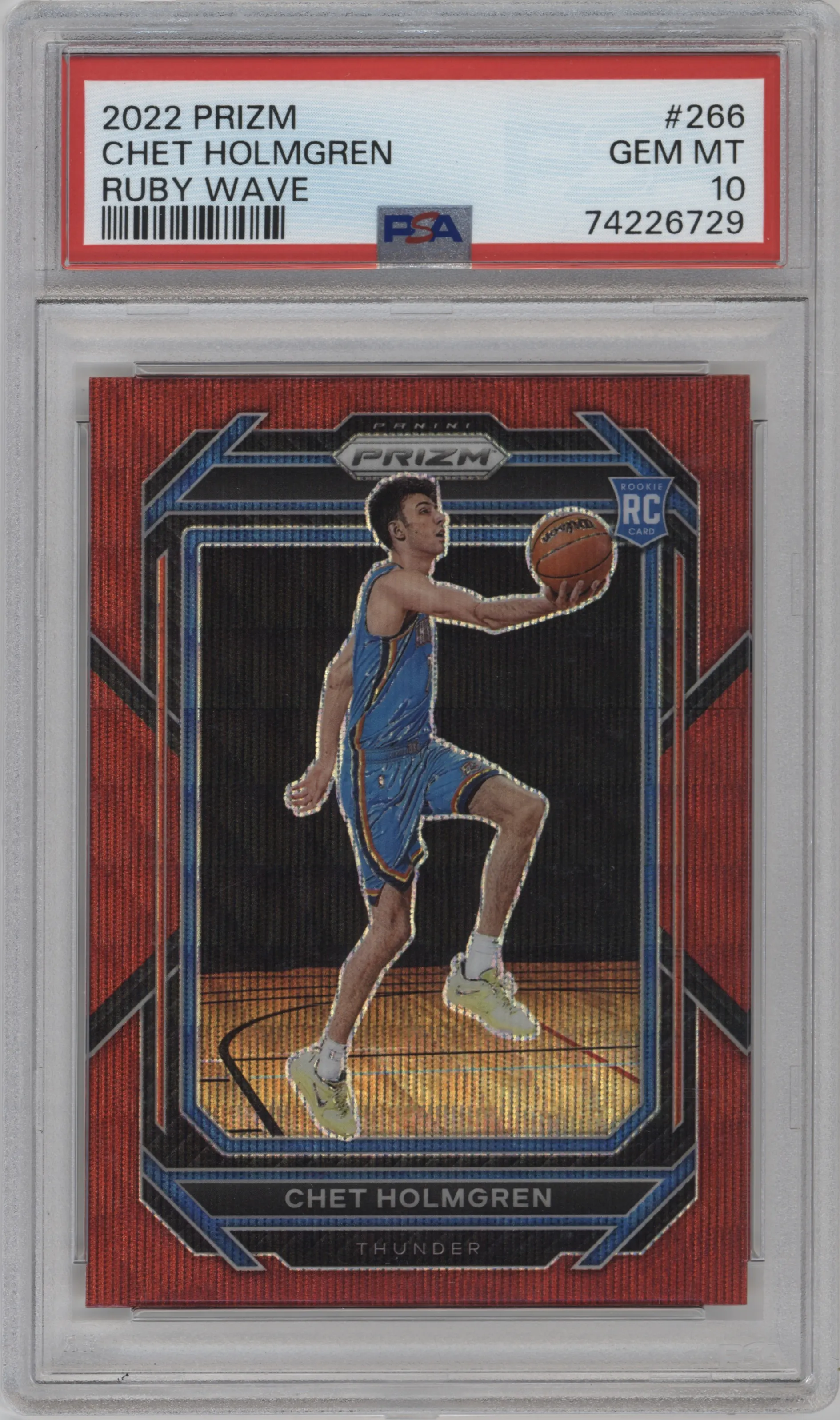 2022 Panini Prizm Chet Holmgren Ruby Wave PSA 10