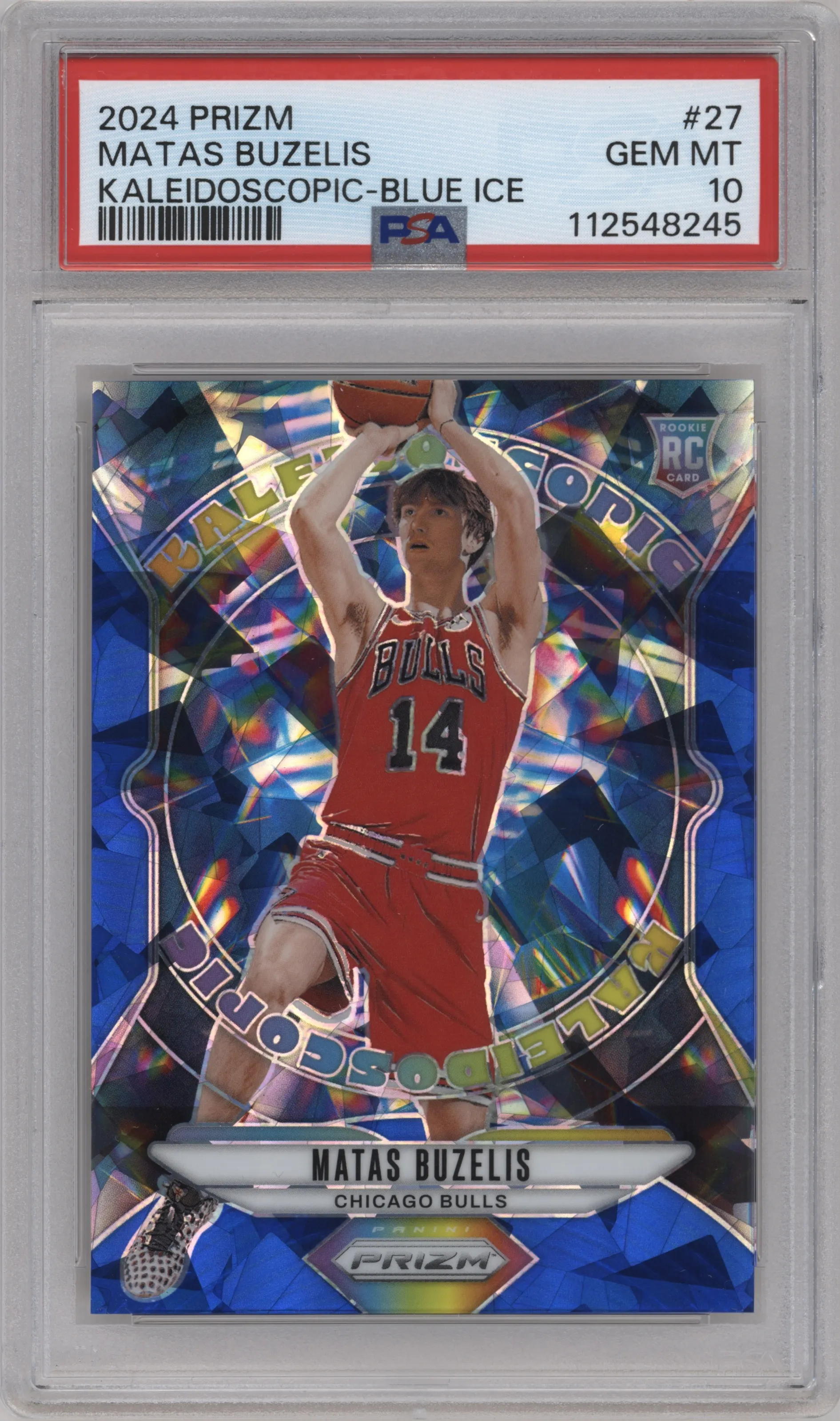2024 Panini Prizm Kaleidoscopic Matas Buzelis Blue Ice Prizm #27 PSA 10