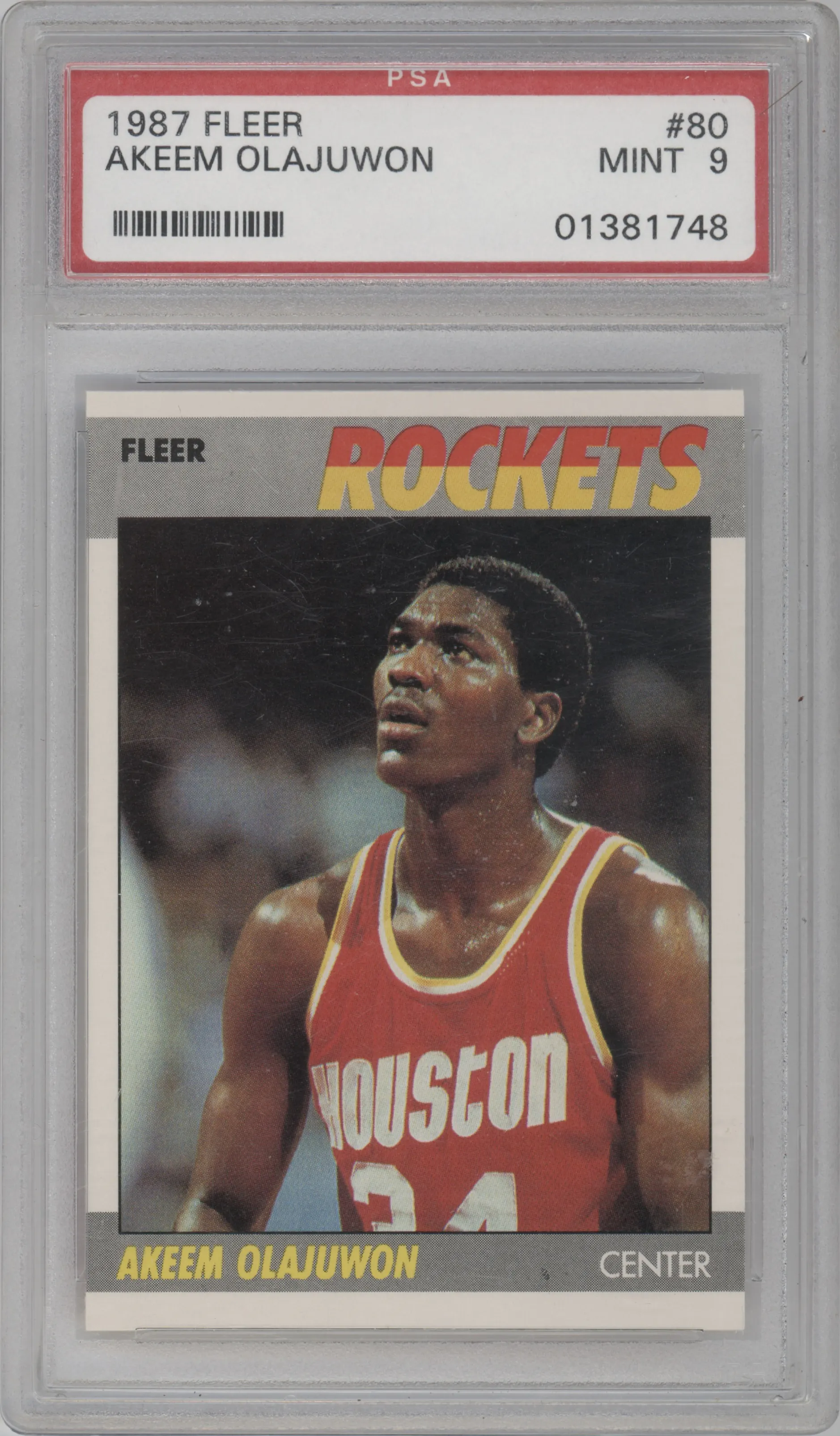 1987 Fleer Akeem Olajuwon #80 PSA 9