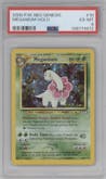 Meganium from the 2000 Pokemon Neo Genesis set graded by PSA and given an overall grade of 6.