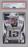 Tom Brady from the 2013 Panini Absolute set featuring a Retail parallel graded by PSA and given an overall grade of 9.