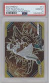 Tua Tagovailoa from the 2023 Panini Prizm set featuring a Gold parallel graded by PSA and given an overall grade of 10.