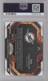 Tua Tagovailoa from the 2023 Panini Prizm set featuring a Gold parallel graded by PSA and given an overall grade of 10.