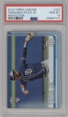 Fernando Tatis Jr. from the 2019 Topps Chrome set featuring a Refractor parallel graded by PSA and given an overall grade of 10.
