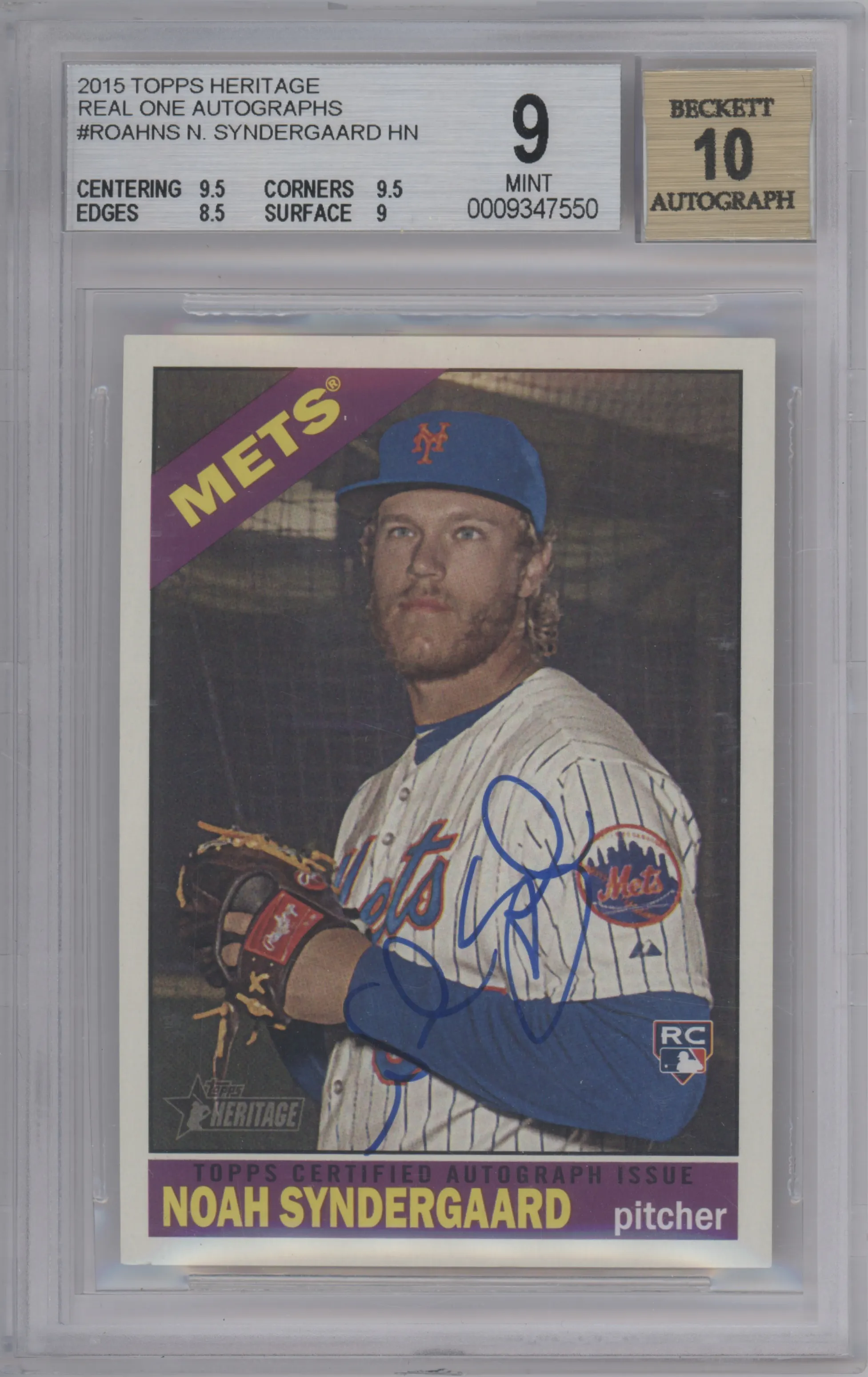 2015 Topps Heritage High Number Real One Auto Noah Syndergaard BGS 9