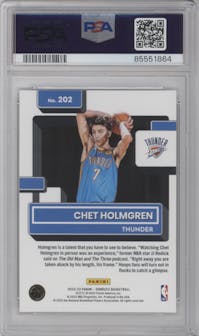 Chet Holmgren from the 2022-23 Panini Donruss set graded by PSA and given an overall grade of 10.