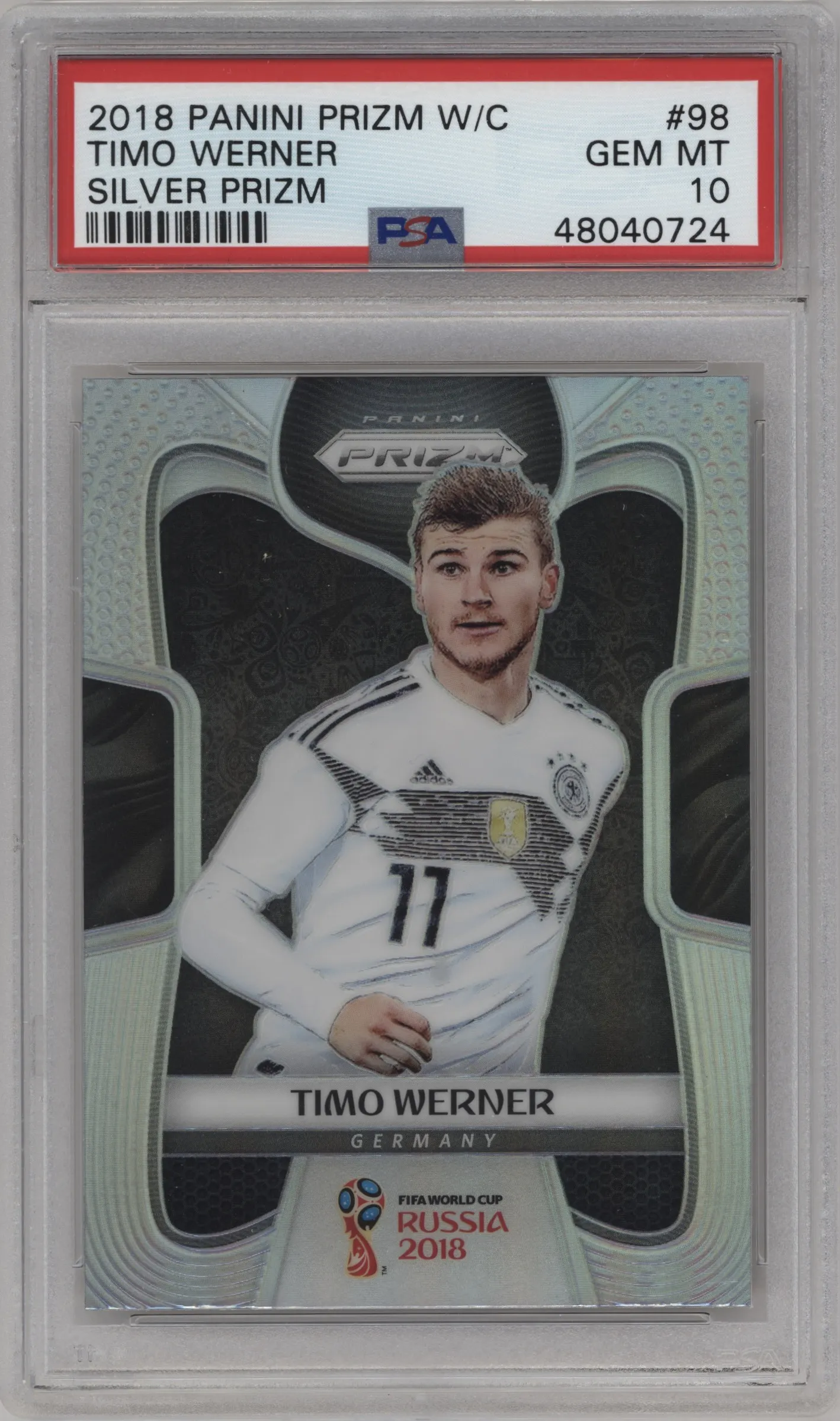 2018 Panini Prizm World Cup Timo Werner Silver Prizm #98 PSA 10