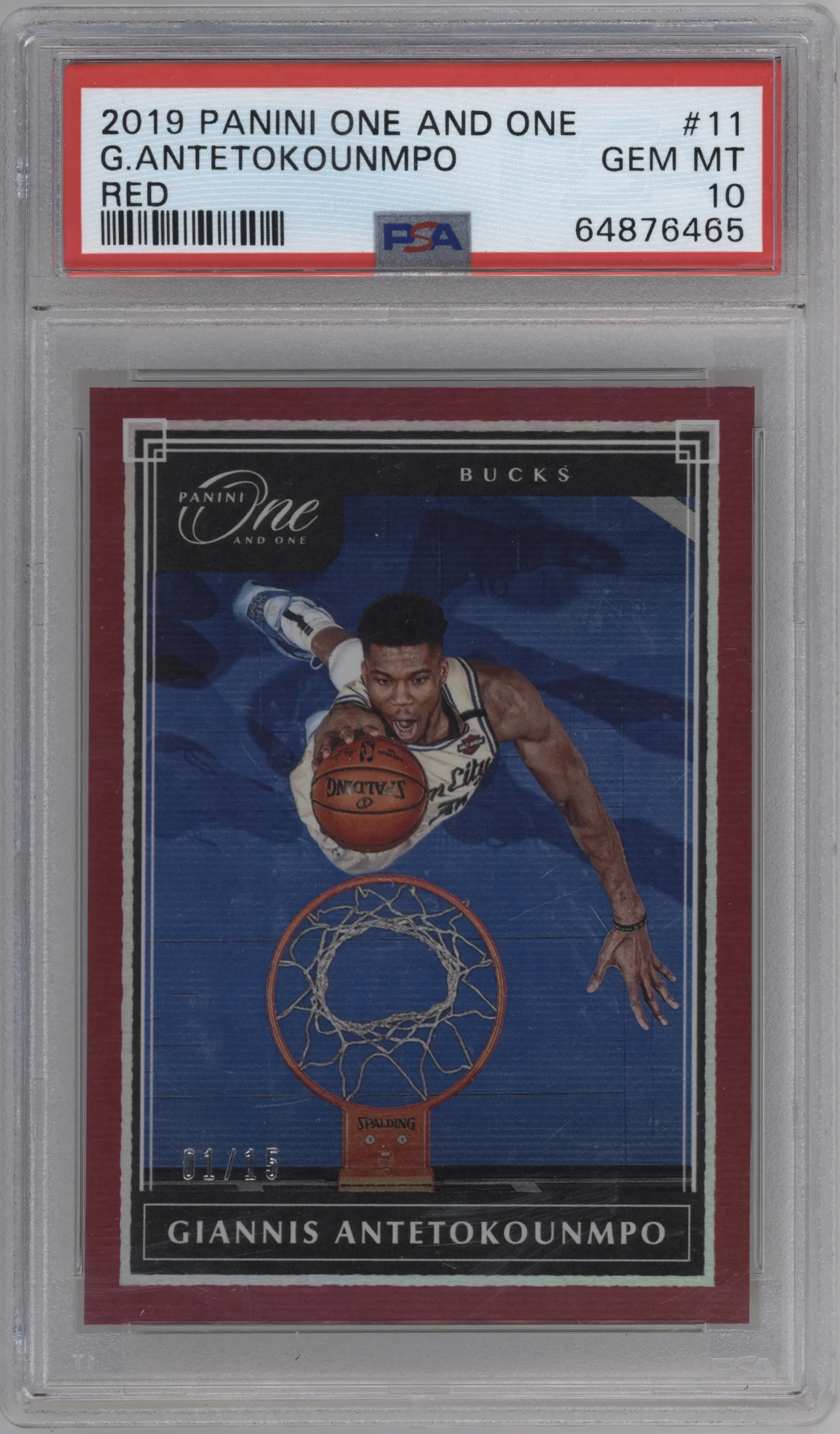 2019 Panini One and One Giannis Antetokounmpo Red PSA 10