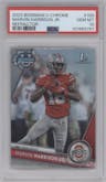 Marvin Harrison Jr.  from the 2023 Bowman Chrome University set featuring a Refractor parallel graded by PSA and given an overall grade of 10.