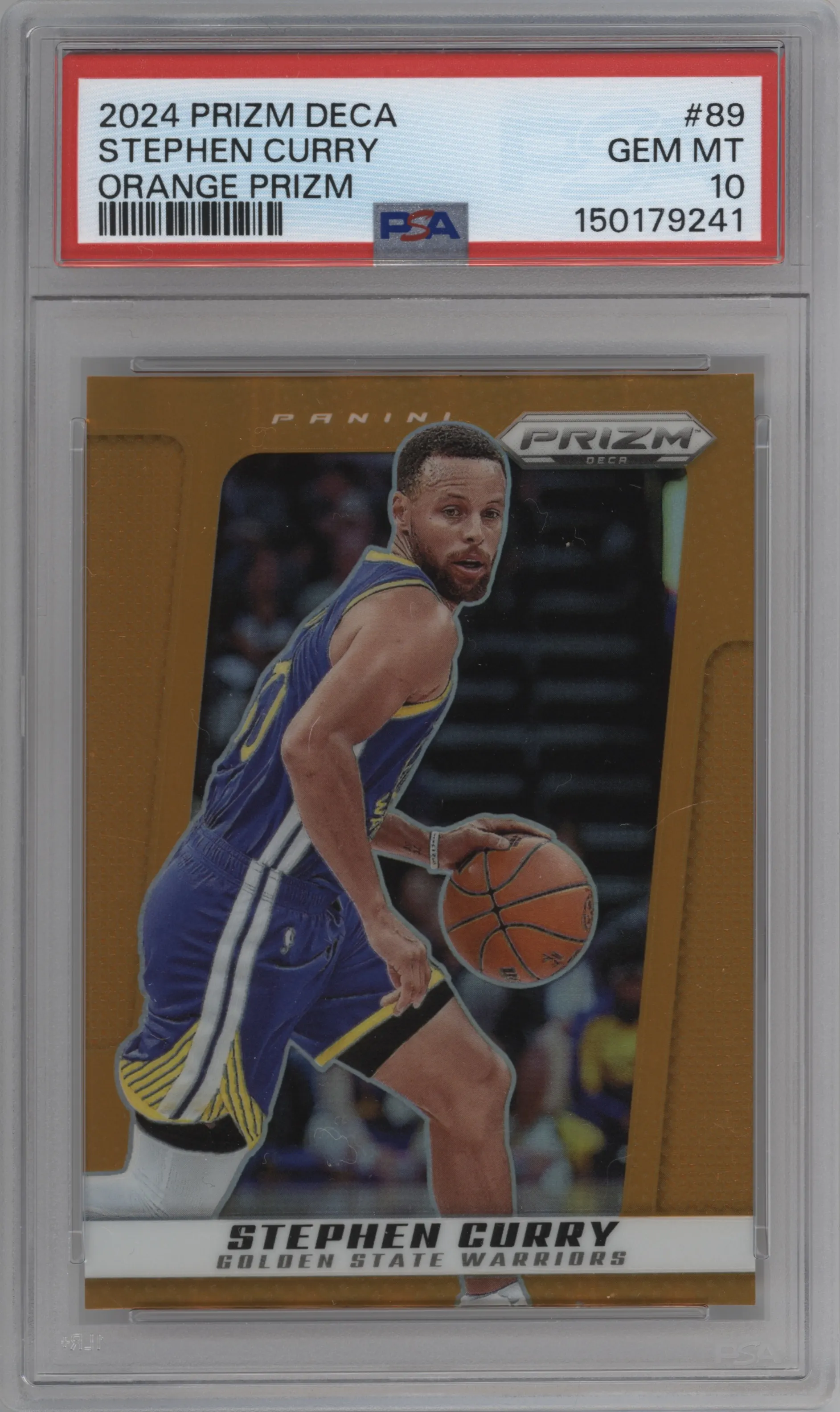 2024 Panini Prizm Deca Stephen Curry Orange Prizm #89 PSA 10