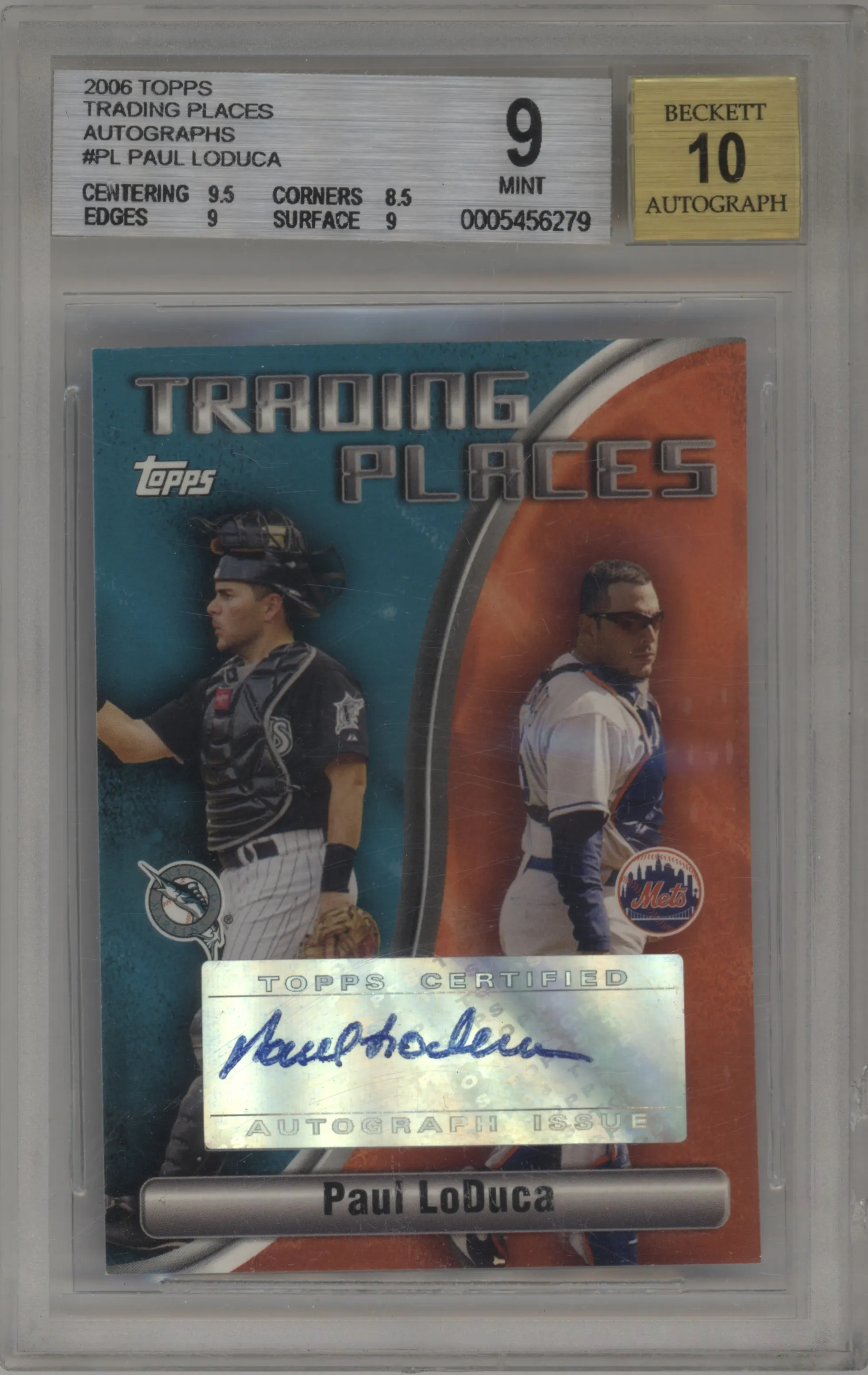 2006 Topps Trading Places Auto Paul LoDuca BGS 9