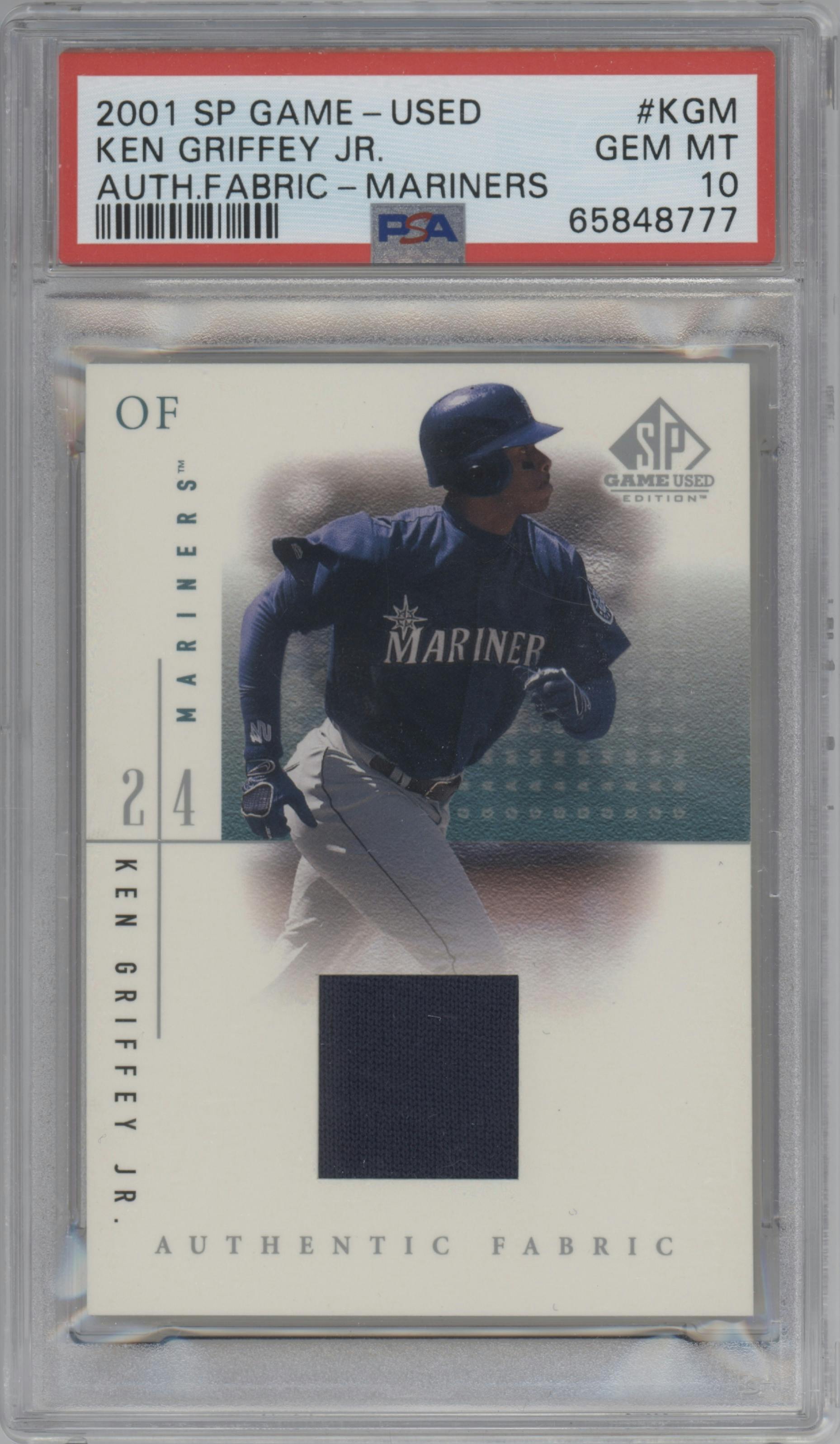 Ken Griffey Jr. from the 2001 SP Game-Used Edition  set graded by PSA and given an overall grade of 10.
