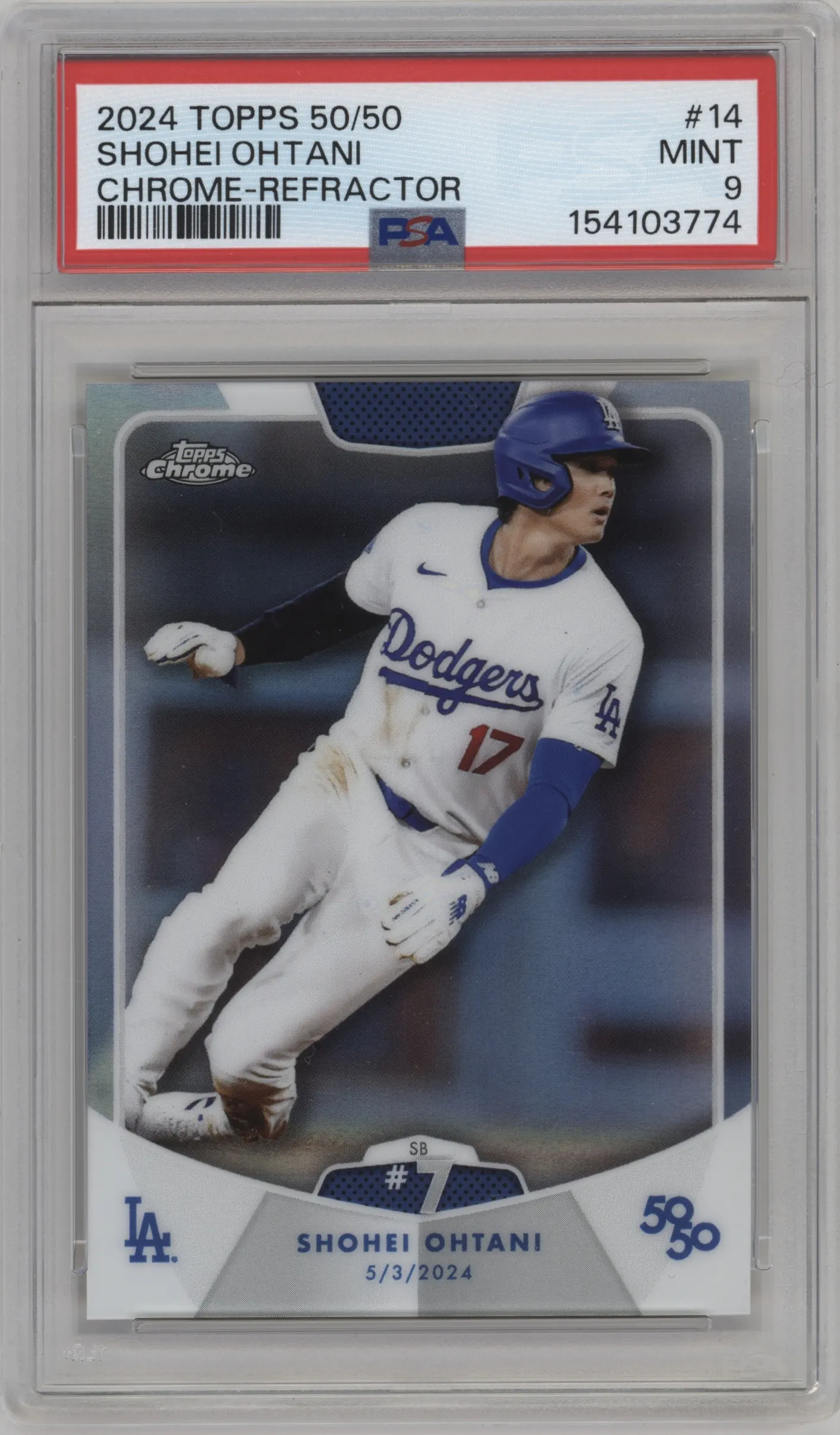 2024 Topps 50/50 Chrome Shohei Ohtani Refractor #14 PSA 9