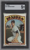 Thurman Munson from the 1972 Topps set graded by SGC and given an overall grade of 5.