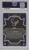 C.J. Stroud from the 2023 Panini Prizm set featuring a Green Ice parallel graded by PSA and given an overall grade of 10.