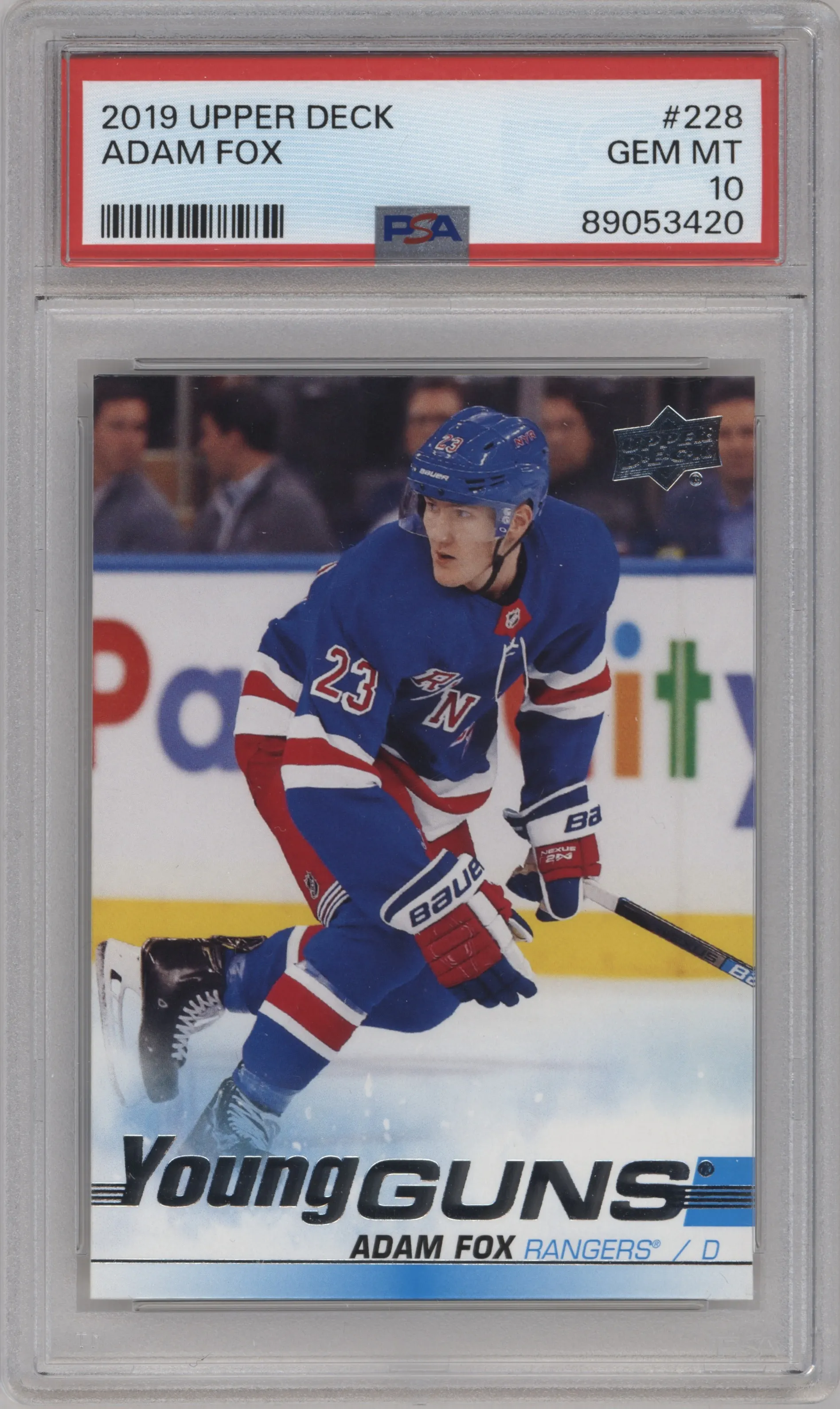 2019 Upper Deck Young Guns Adam Fox #228 PSA 10