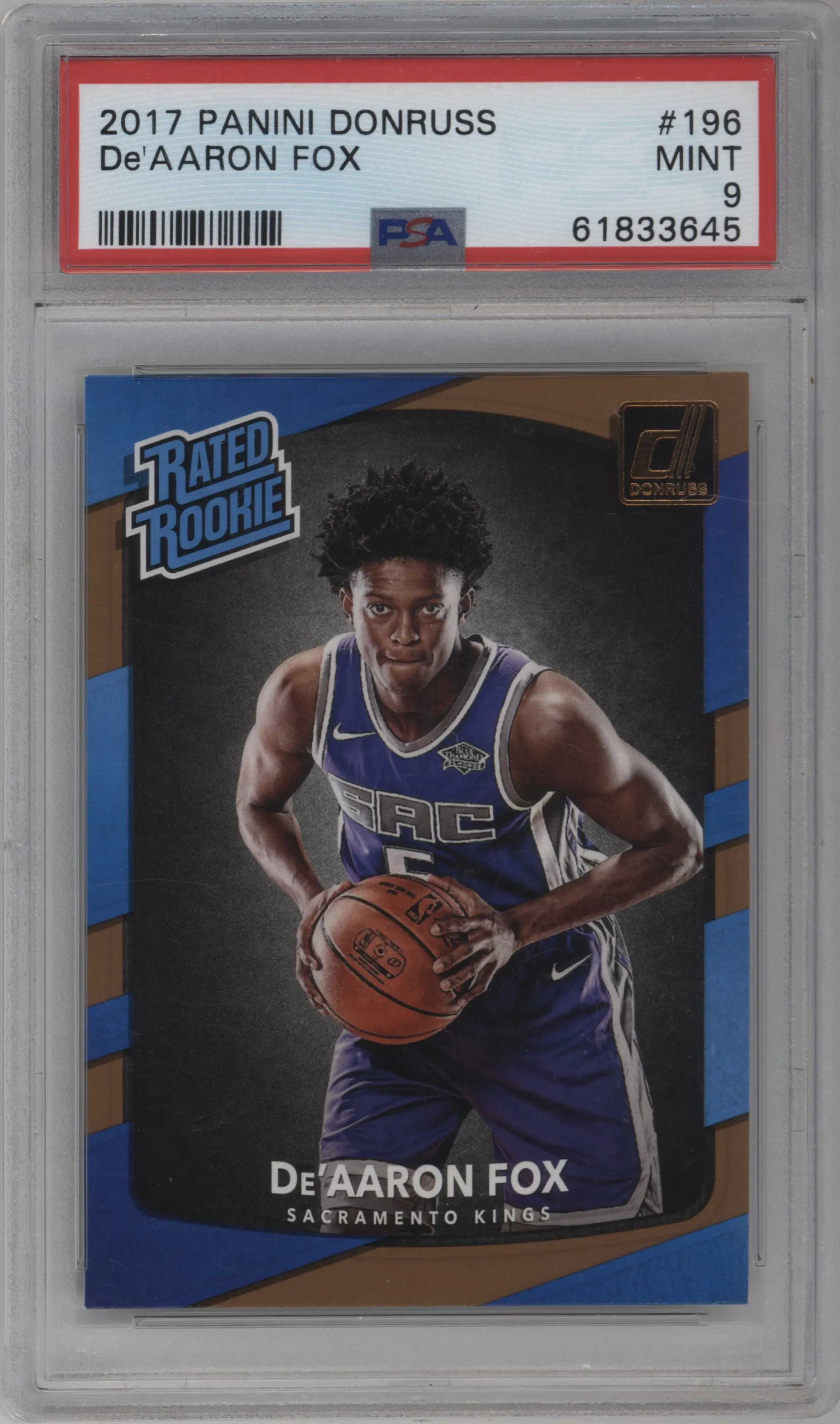 2017 Panini Donruss Rated Rookie De Aaron Fox PSA 9
