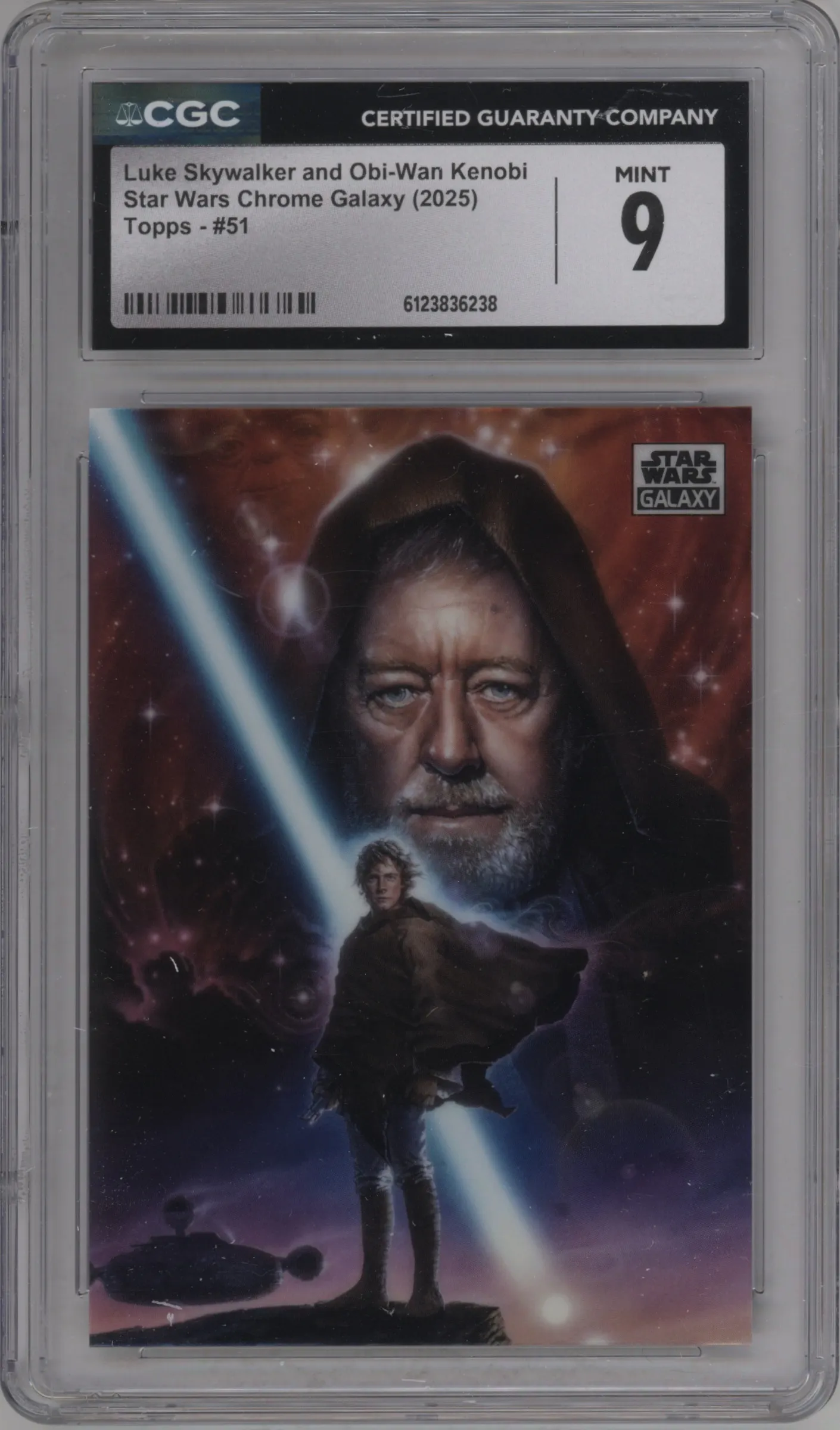 2025 Topps Chrome Star Wars Galaxy Luke Skywalker and Obi-Wan Kenobi CGC 9