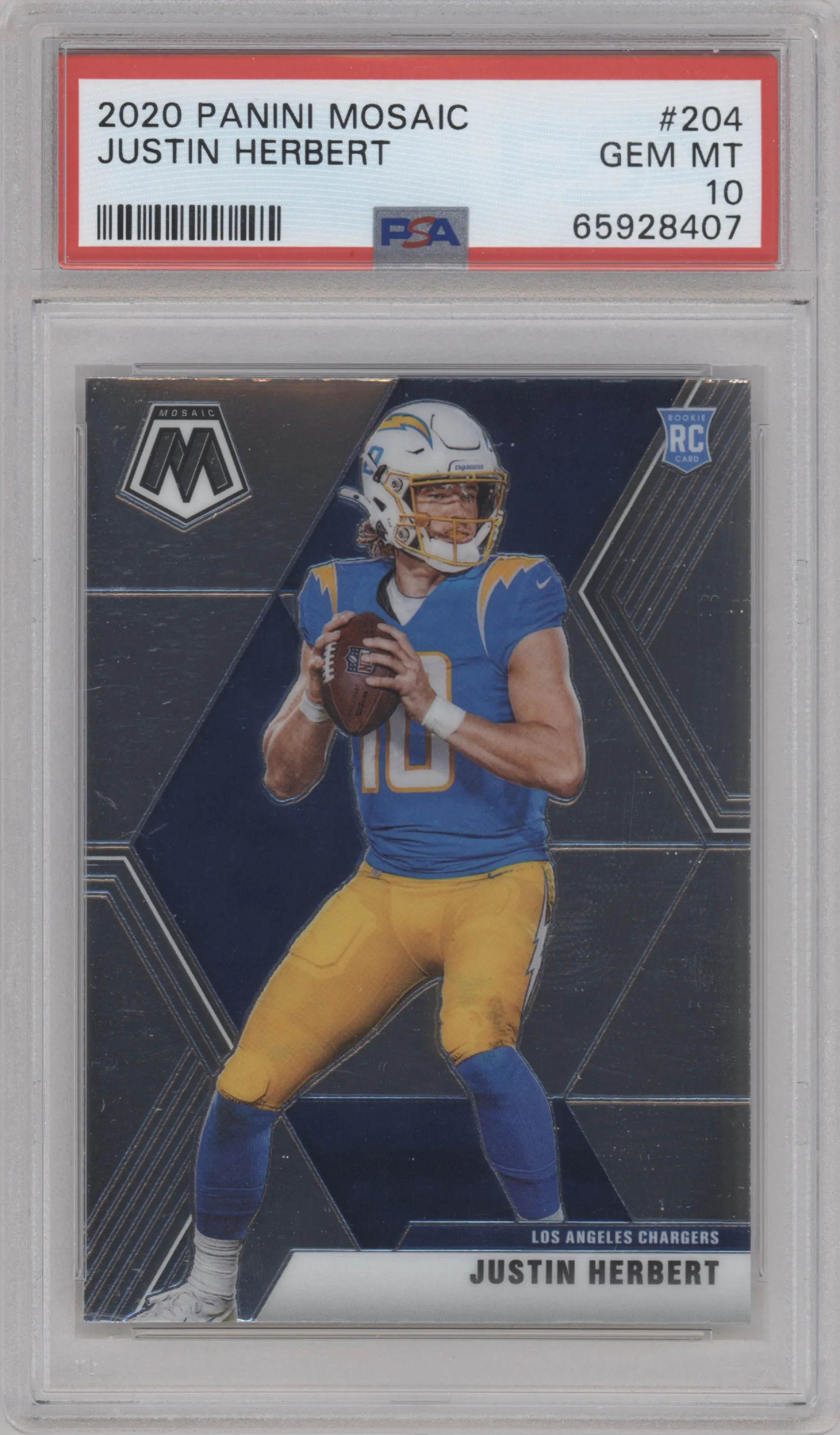 2020 Panini Mosaic Justin Herbert PSA 10
