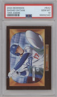 Shohei Ohtani from the 2024 Bowman set graded by PSA and given an overall grade of 10.